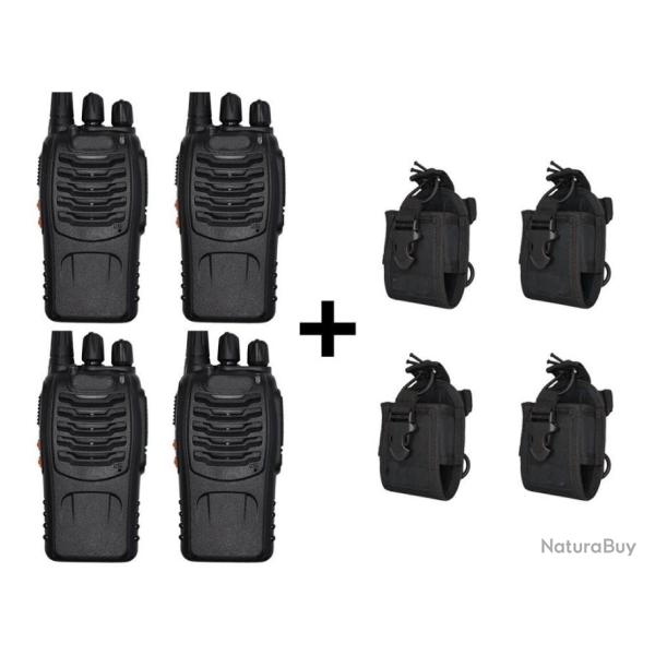 TOP ENCHERE - Talkie walkie + 4 pochettes - 5W - 1500 mAh - 400-470MHz - LIVRAISON GRATUITE