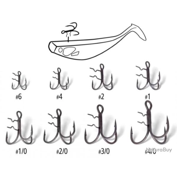 TRIPLE CLAW TREBLE HOOKS SPECIAL LEURRES SOUPLES NPC Taille 6
