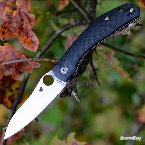 Couteau Spyderco Kapara Lame Acier S30V Manche Fibre de Carbone Scurit Compression Lock SC241CFP