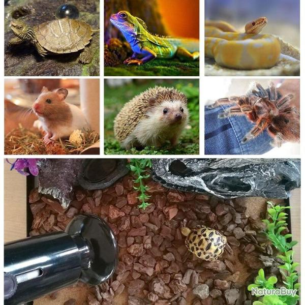 Ampoule Chauffante Ceramique Noir pour Reptiles, Modele: 200W