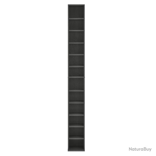 Tour �tag�re CD / DVD rangement stockage armoire haut 175 cm MDF gris 03_0004501