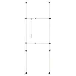 Porte manteau t&eacute;lescopique r&eacute;glable garde robe support 305 cm blanc 03_0003505