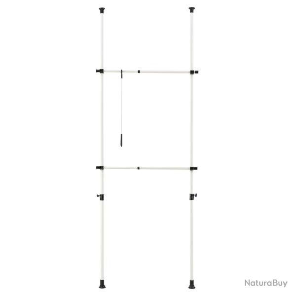 Porte manteau tlescopique rglable garde robe support 305 cm blanc 03_0003505