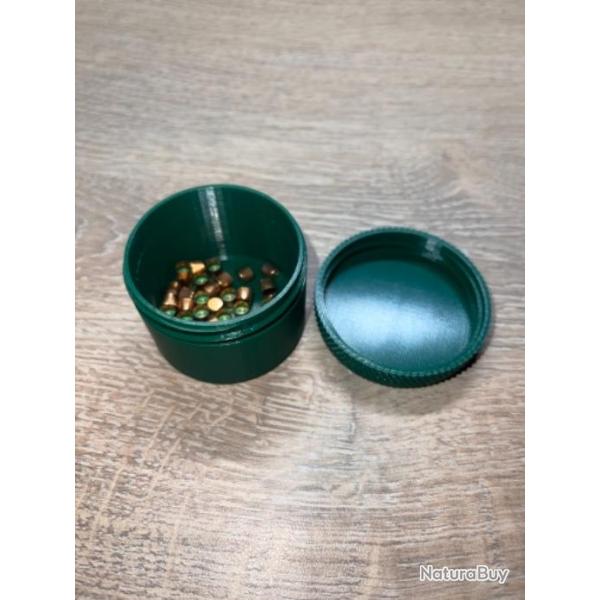 Boite avec fermeture � vis verte fonc� pour ranger les amorces des armes � poudre noire 1075 et 209