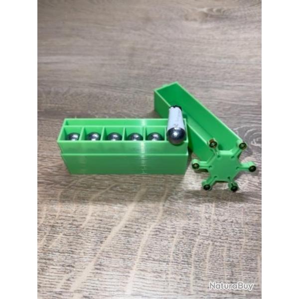 Boite verte clair pour 6 cartouches papier combustible 36 poudre noire + 1 �toile porte amorces