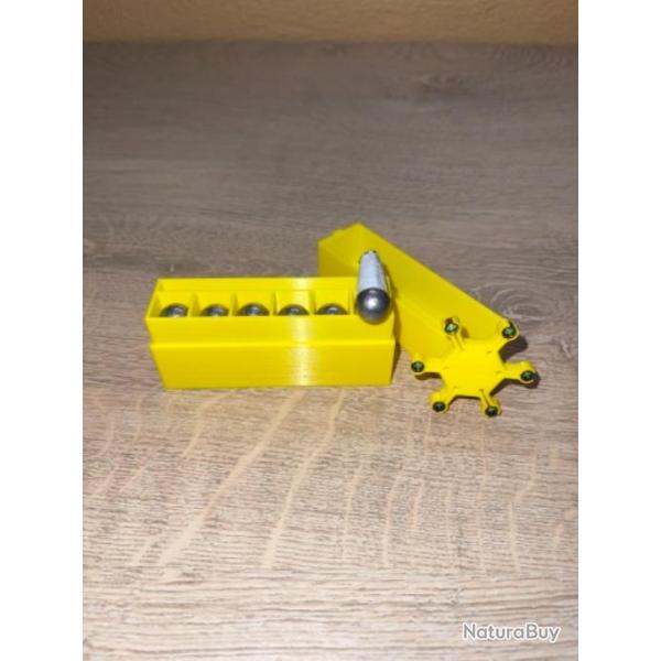 Boite jaune  pour 6 cartouches papier combustible 36 poudre noire + 1 �toile porte amorces offerte