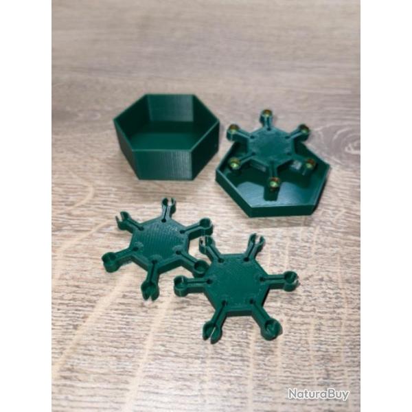 3 �toiles porte amorces verte fonc� pour revolver et pistolet � percussion poudre noire + boite