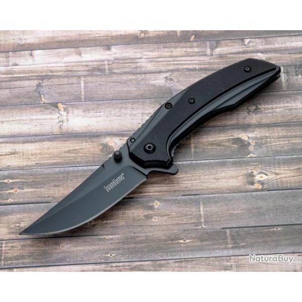 Couteau Kershaw Outright Black A/O Lame Acier 8Cr13MoV Manche G-10 Framelock Clip KS8320BLK