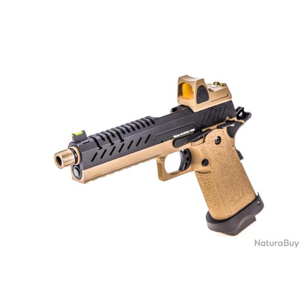 R�plique GBB gaz Hi-Capa 5.1 Tan / Noir 1,0J + point rouge BDS