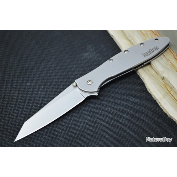 Couteau Kershaw Random Leek A/O Lame Acier 14C28N BB Manche Acier 410 Framelock USA KS1660R