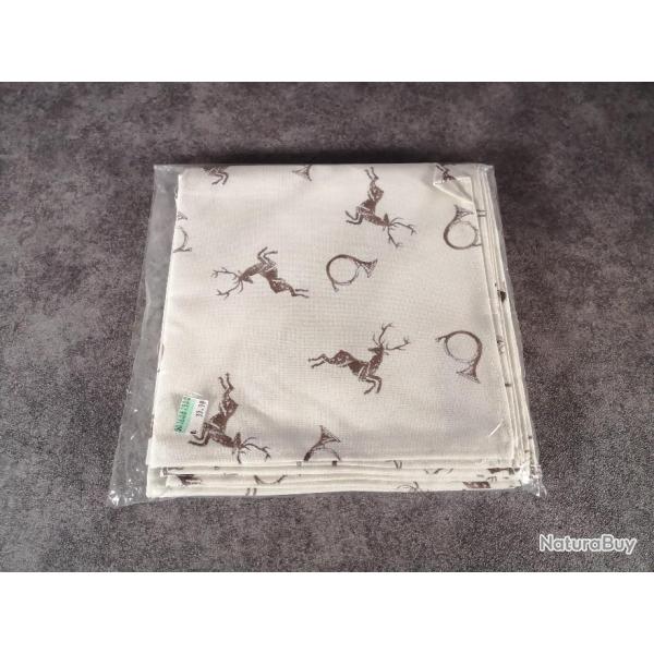 LOT DE 6 SERVIETTE DE TABLE TISSU 45X45 CM CERF ET COR