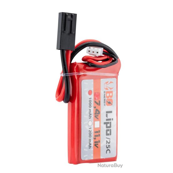 1 stick batterie Lipo 2S 7.4V 1000mAh 25C Peq