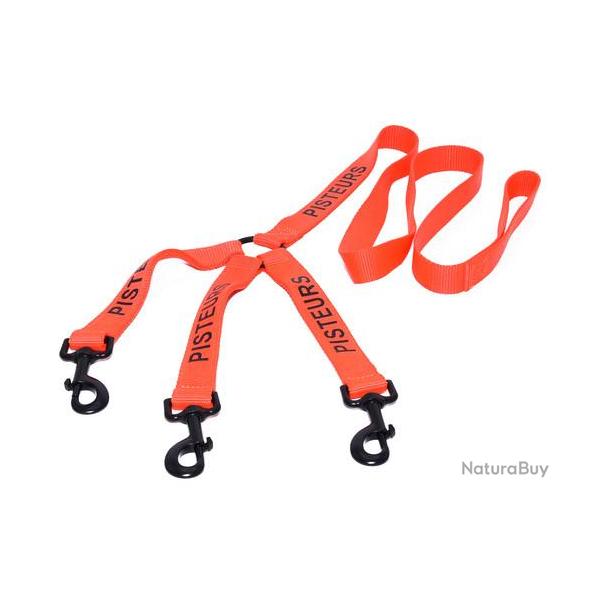 LAISSE PISTEURS NYLON ORANGE 1,2M X 25MM + TRIPLEUR
