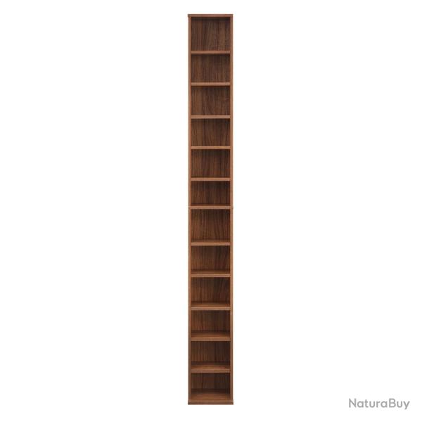 Tour �tag�re CD / DVD rangement stockage armoire 175 cm MDF m�lamin� noyer 03_0004502