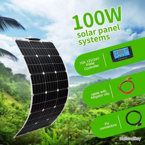 Kit Panneau Solaire Flexible 12/24v-Kit 100W 10A 20260729082512