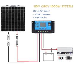Kit Panneau Solaire Flexible 50W Onduleur 1000W-220V 20260729082512