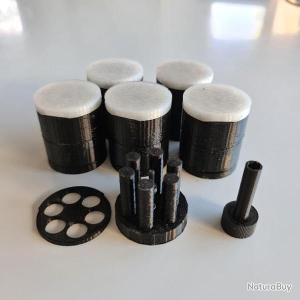 Kit de rechargement rapide rglable poudre noire Remington 1858 - 5 cylindres