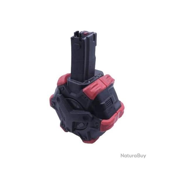 Chargeur Gaz Adaptative Drum pour MP5 GBBR WE 350 billes rouge