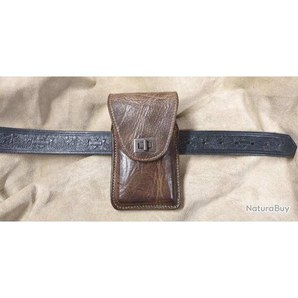 Porte chargeur discret en cuir doubl� CZ shadow ou Galaxy S9