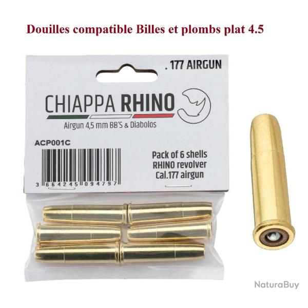 Pack de 6 douilles 4.5 BBs et plomb plat pour rhino CO2