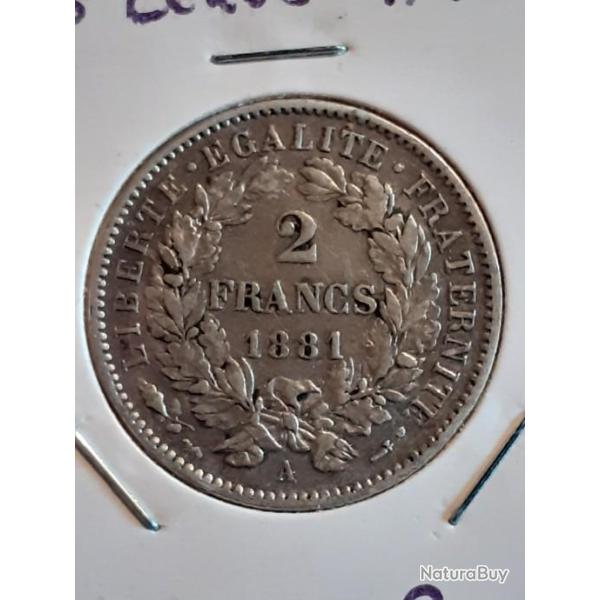 2 francs C�r�s argent 1881 A en sup