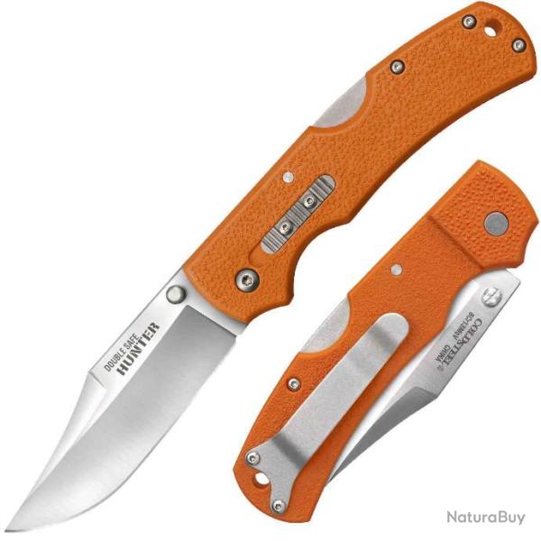 Couteau Cold Steel Double Safe Hunter Blaze Orange Lame 8Cr13MoV Manche GFN LockBack Clip CS23JB