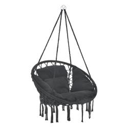 Hamac si&egrave;ge rond avec coussin chaise suspendue diam&egrave;tre d'assise 60 cm noir 03_0006060
