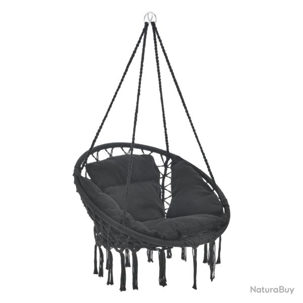 Hamac si�ge rond avec coussin chaise suspendue diam�tre d'assise 60 cm noir 03_0006060