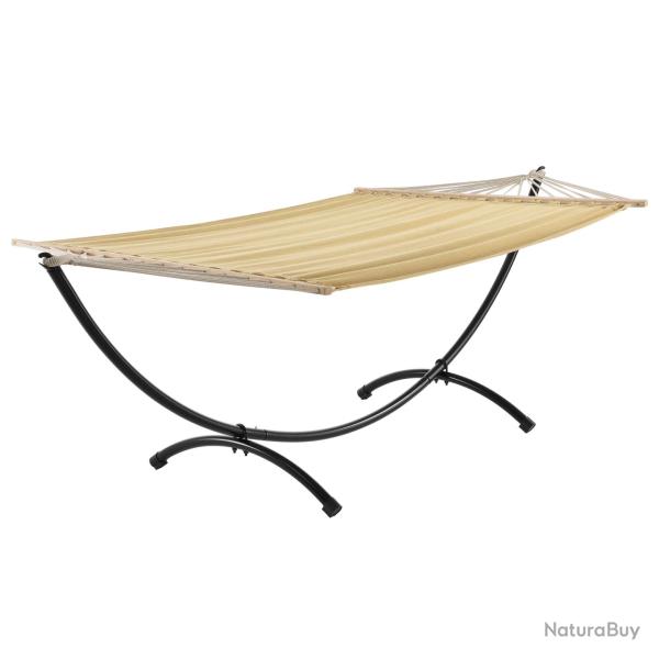 Hamac avec cadre coton polyester m�tal 210 cm beige noir 03_0002172