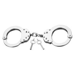 Menottes chrom&eacute;es double verrou &agrave; cha&icirc;ne