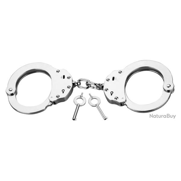 Menottes chrom�es double verrou � cha�ne