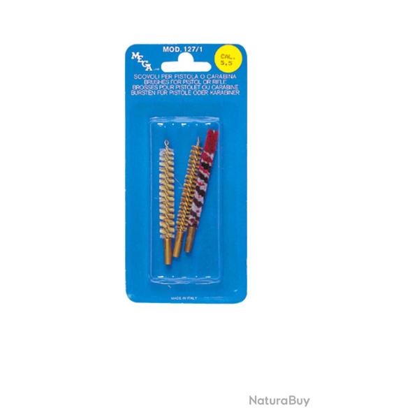 Set de trois brosses pour armes � canon ray�.Cal.5,6 mm / 22