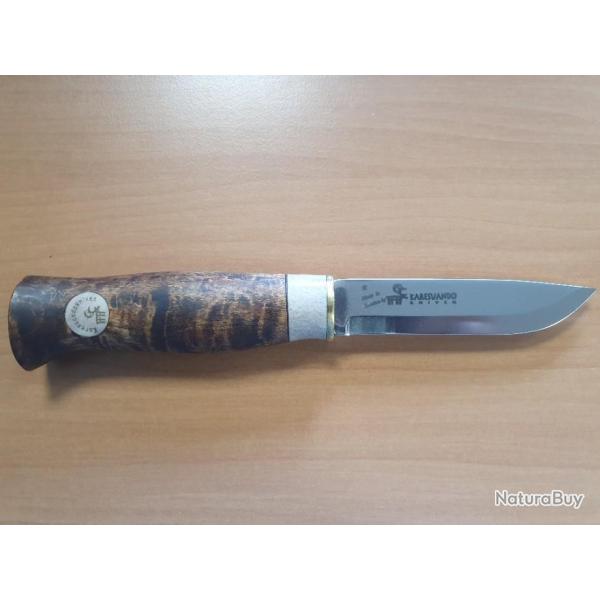 Couteau nordique KARESUANDO Kebne - Lame 100mm - Manche bouleau/bois de renne - Fourreau bois/cuir