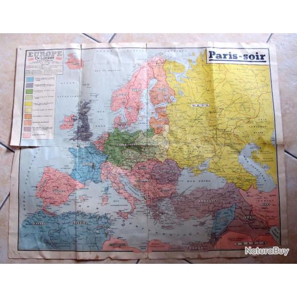 Carte au 1/8000000�me L'Europe en Guerre 1939/1940 PARIS-SOIR