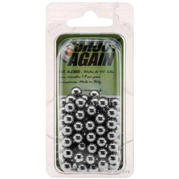 Lot 100 billes Acier Shoot Again 7,9 mm pour Tir Lance pierre fronde