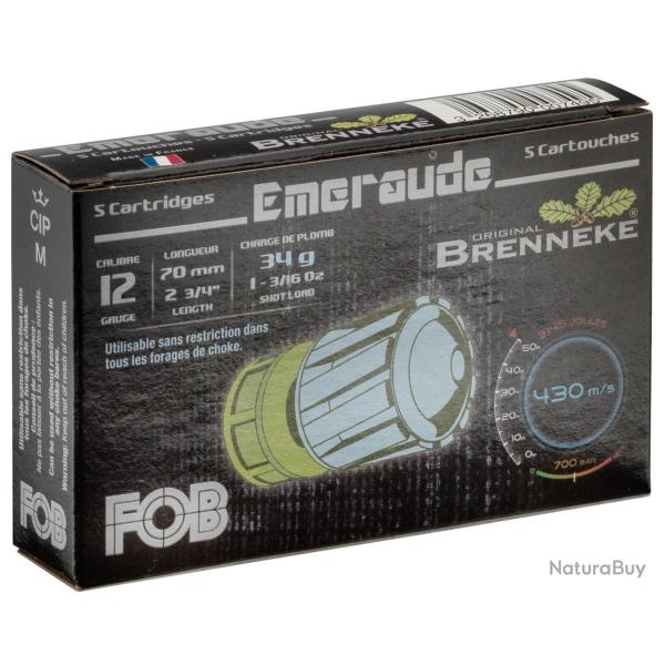Cartouche Fob �meraude � balle Brenneke - Cal. 12/70