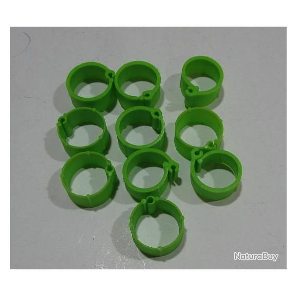 lot de 10 bagues plastique verte