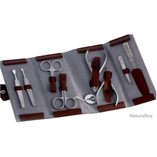 Trousse manucure 8 pi�ces Alpen cuir bordeaux