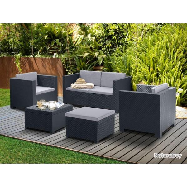 Ensemble pour jardin - 2 fauteuils + 1 canap + 1 table basse + pouf - 4x SANS FRAIS !!