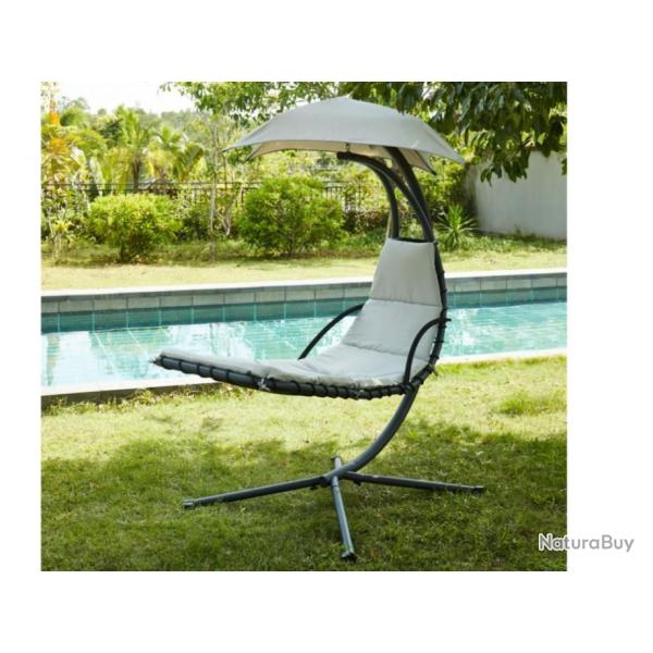 Transat suspendu en m�tal + Polyester - Blanc - Ultra confortable - 4x SANS FRAIS !!!