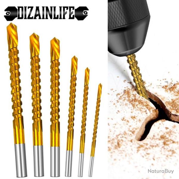 Jeu de 6 Forets Dentel�s Cobalt Titane 6542 3mm/4mm/5mm/6mm/6.5mm/8mm pour tout type de mat�riaux