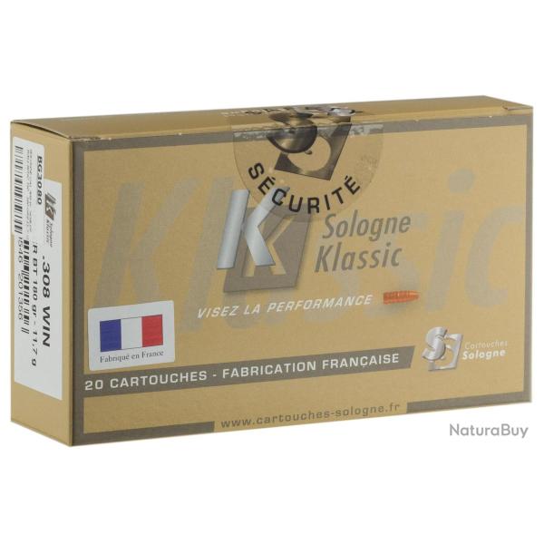 Cartouches � percussion centrale Sologne .308 Win, 180gr