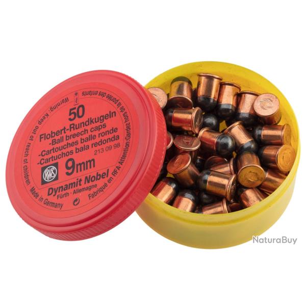 Bote de 50 cartouches 9 mm Flobert balle ronde