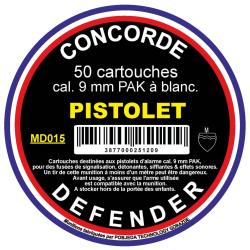 Bo&icirc;te de 50 cartouches cal. 9 mm PAK &agrave; blanc