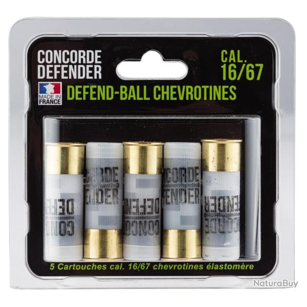5 cartouches Defend-Ball cal. 16/67 chevrotines Elastomere