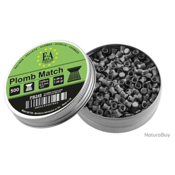 Plombs Match Europ-Arm � t�te plate cal. 4,5 mm