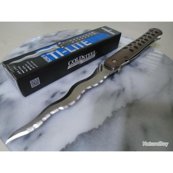 Couteau Cold Steel Kris Ti-Lite 6" Lame Acier AUS-10A Serr Manche Griv-Ex Linerlock CS26SXK6S