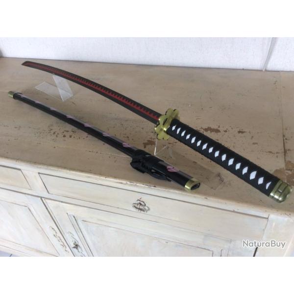 sabre Katana - noir - Tsuba et garnitures laiton -  lame de 68 cm