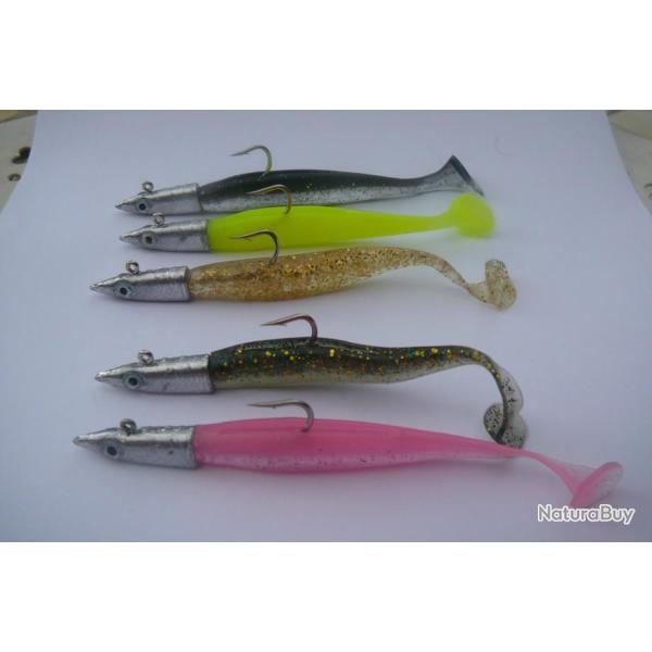 lot 2:5 leurres de  type shad avec t�te  plomb de 10gr