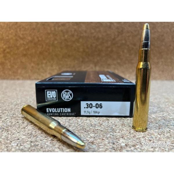 1 BOITE DE MUNITION GRANDE CHASSE RWS 30-06 EVO   11.9 gr